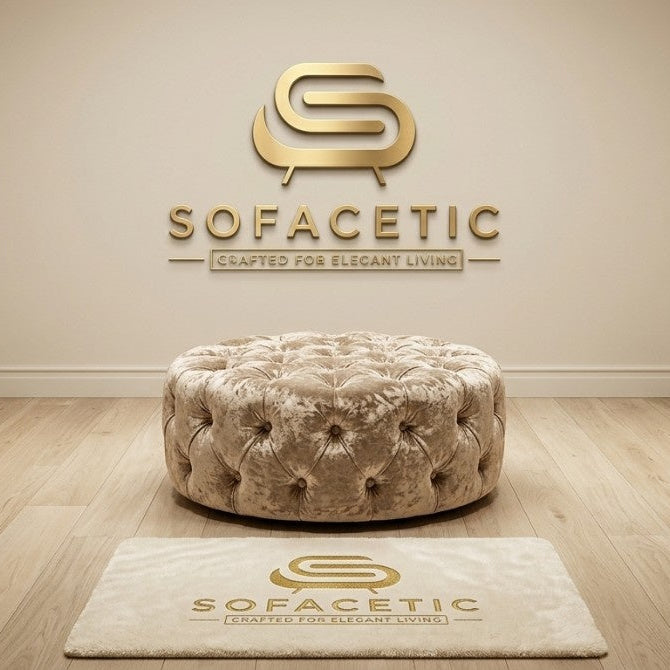 Premium Footstool in Crush Velvet Fabric