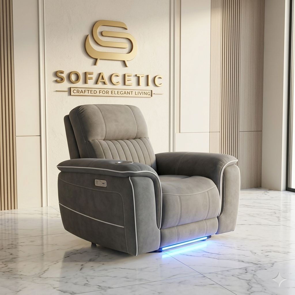 Hannah Fabric Recliner Sofa Grey Set