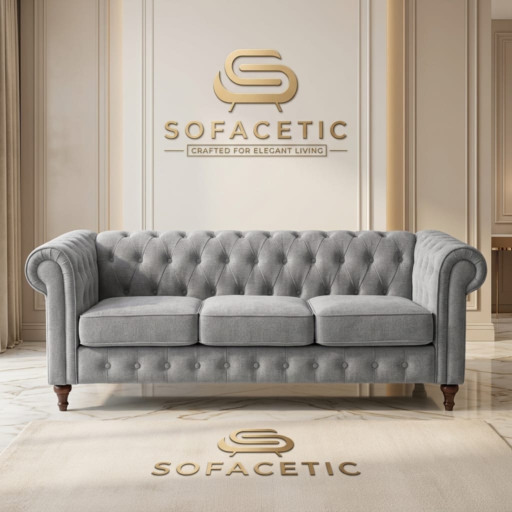 Olympia Chesterfield Chenile Sofa Set