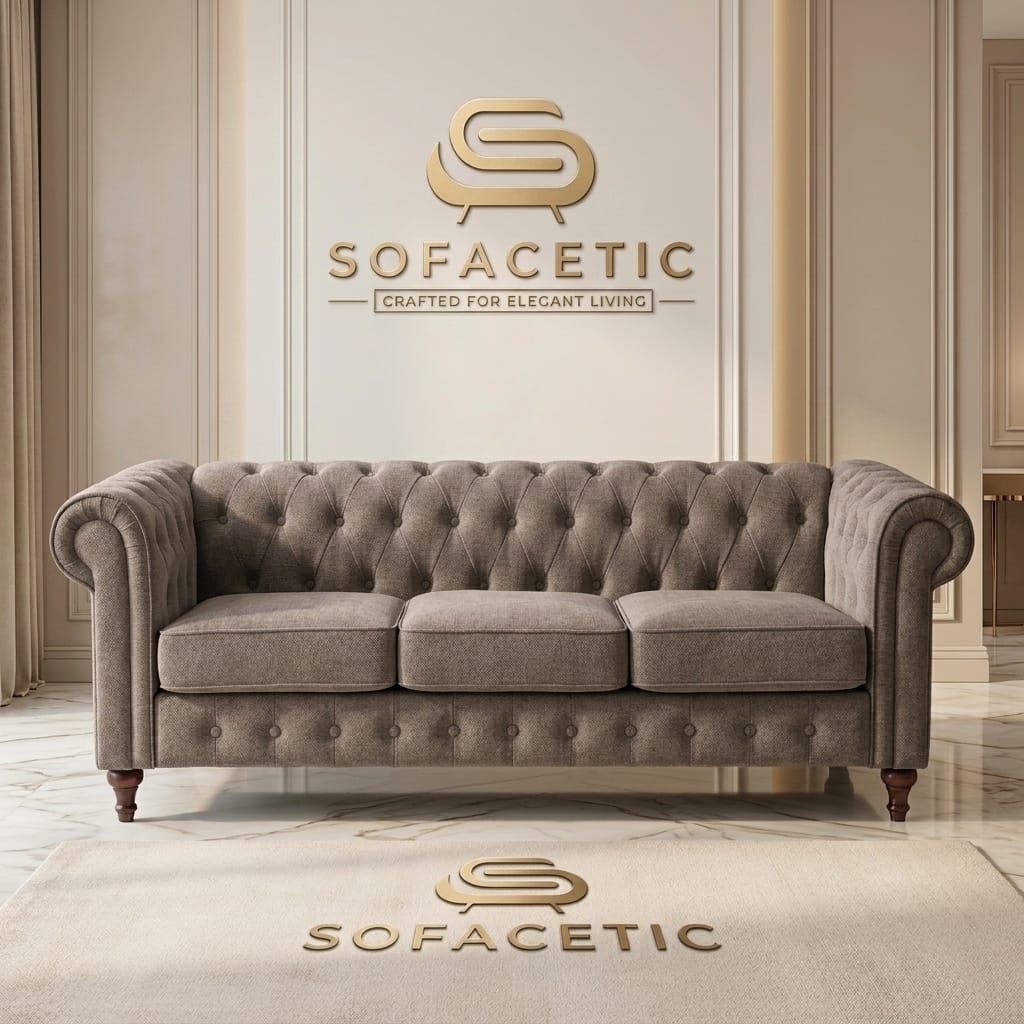 Olympia Chesterfield  Chenile  Sofa Set