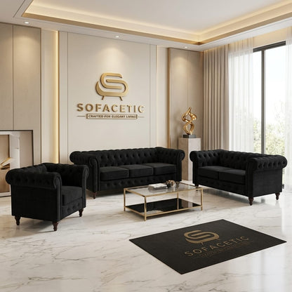 Olympia Chesterfield  Chenile  Sofa Set