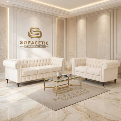 Olympia Chesterfield  Chenile  Sofa Set