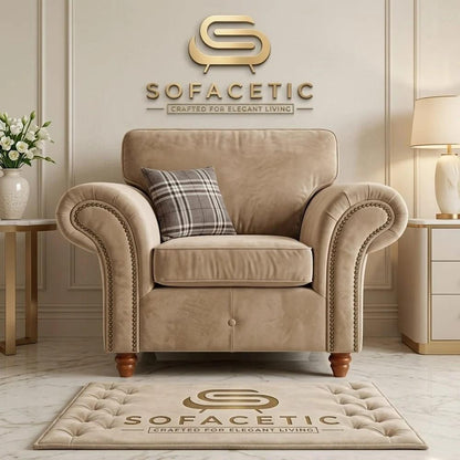 Juxen Plush Velvet Designer Sofa Set