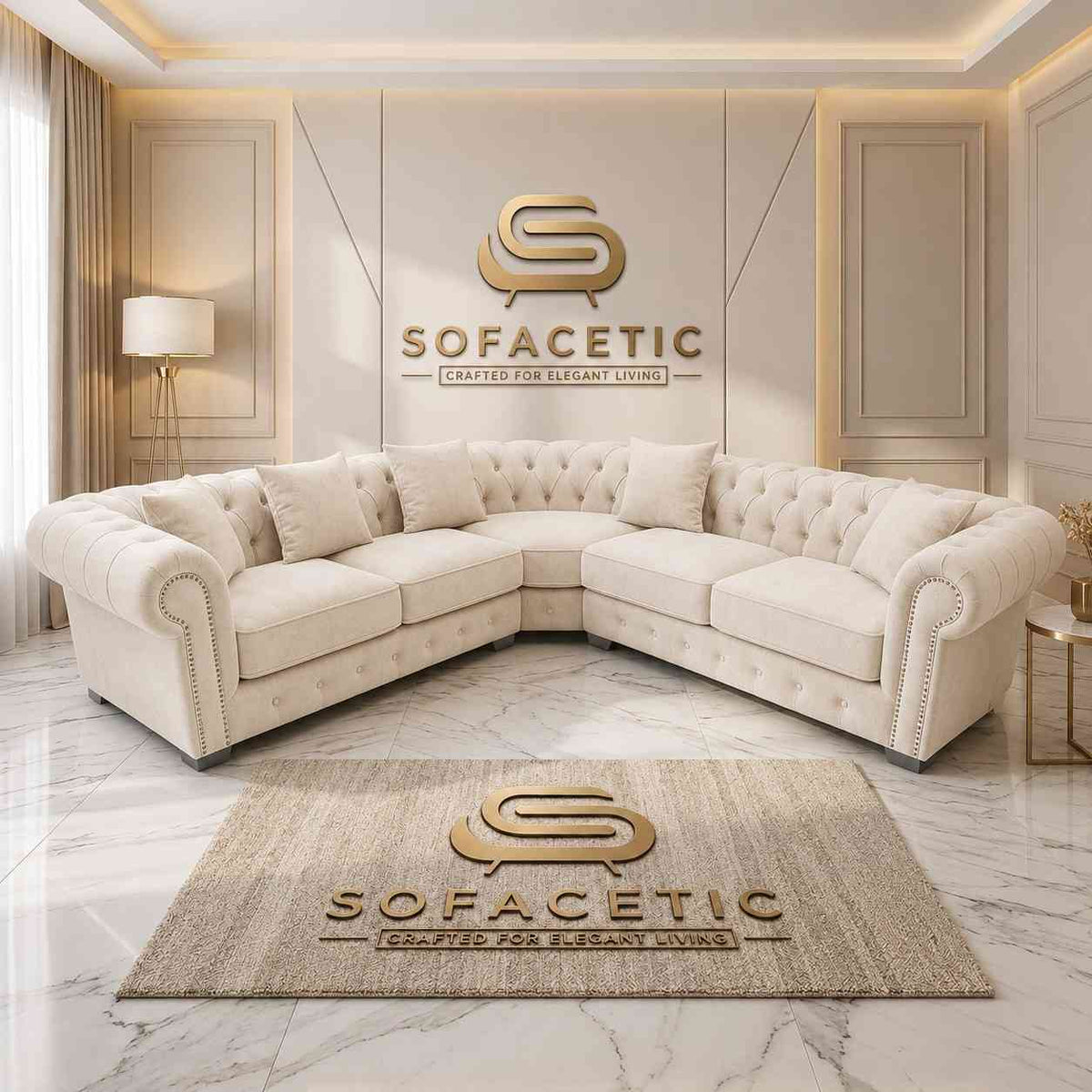 Olympia Chesterfield  Chenile  Sofa Set