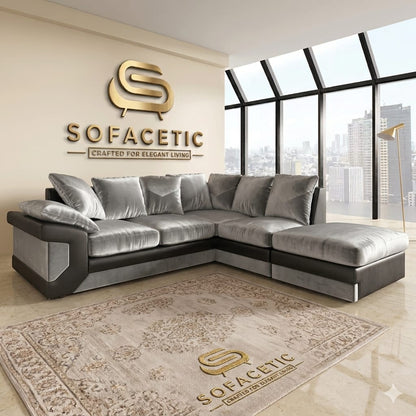 Dino Crushed Velvet Modern Sofa Set