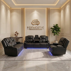 Orlando Recliner Sofa Black Set