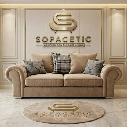 Brixa Plush Velvet Fabric Modern Sofa Set