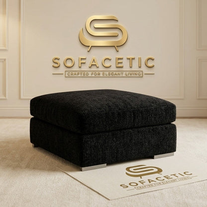 Simple Footstool in Chenile Fabric