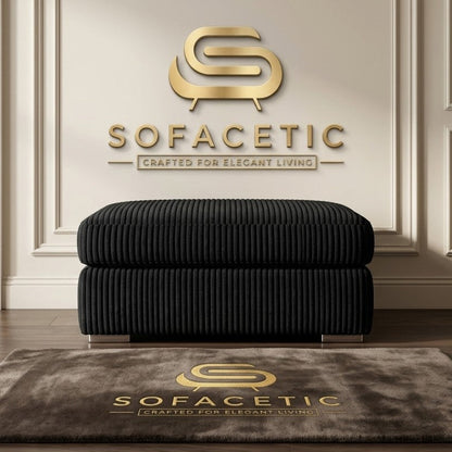 Simple Footstool in Jumbo Cord Fabric