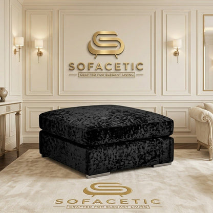 Simple Footstool in Crush Velvet  Fabric