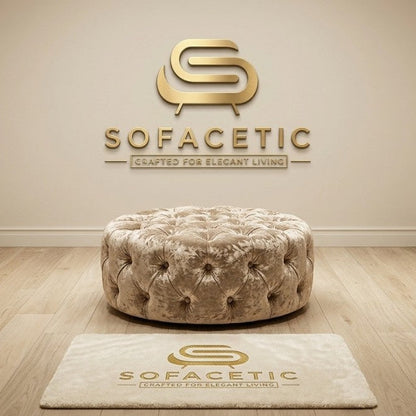 Premium Footstool in Crush Velvet  Fabric