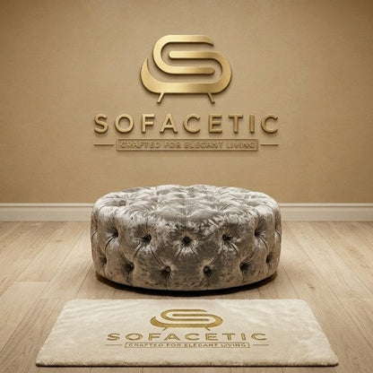 Premium Footstool in Crush Velvet  Fabric