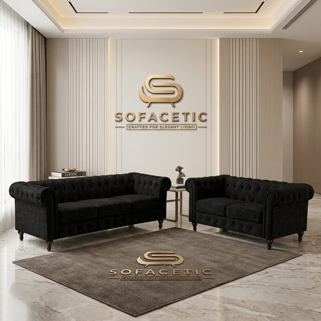 Olympia Chesterfield  Chenile  Sofa Set