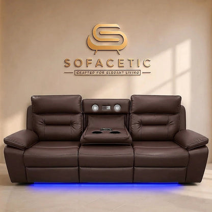 Hafsa Leather Suite Recliner Sofa Brown  Set