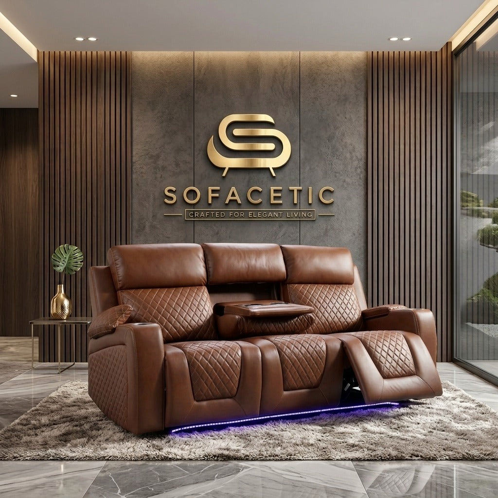 Florida Leather Suite Sofa Brown  Set