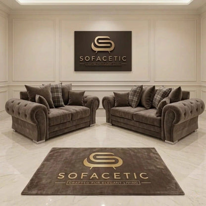 Brixa Plush Velvet Fabric Modern Sofa Set