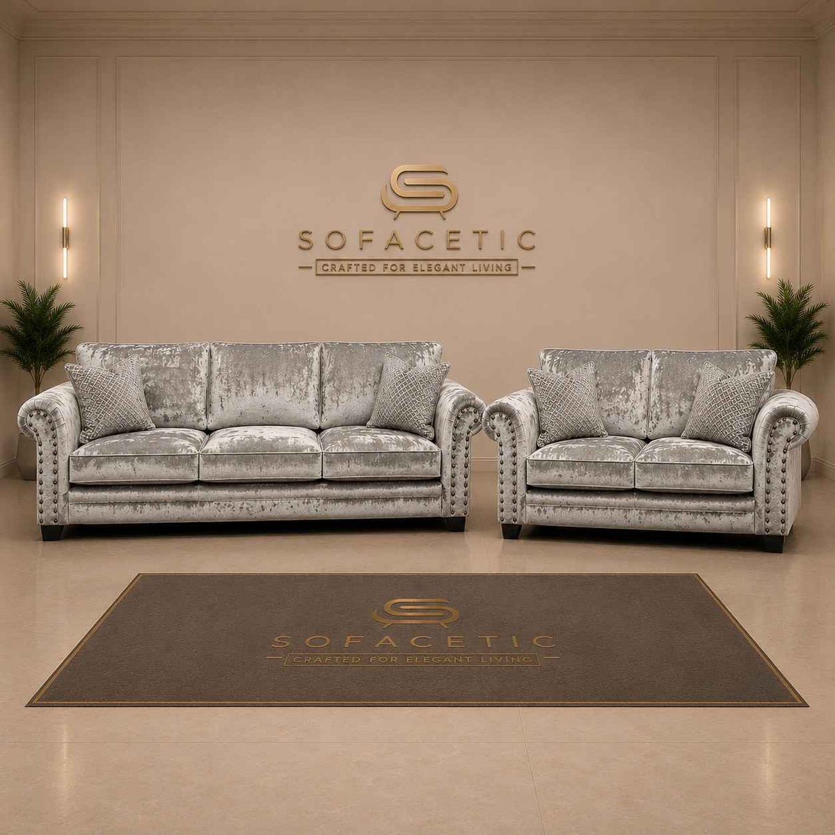 Harrison Juxon Crush velvet Sofa Set