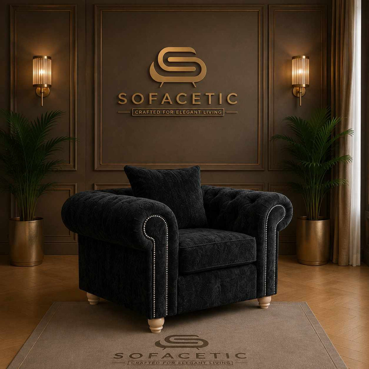 Olympia Ashwin Chenile Sofa Set