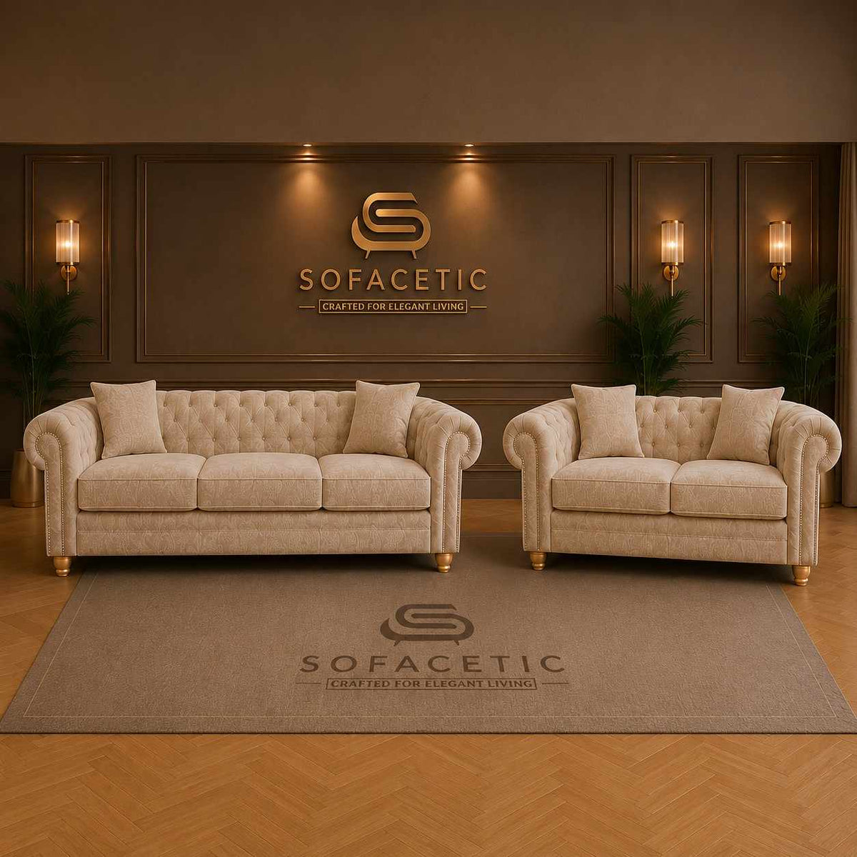 Olympia Ashwin Chenile Sofa Set