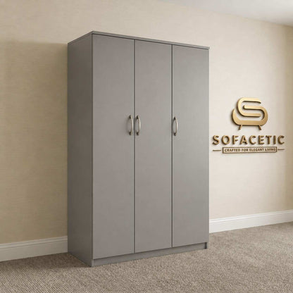 3 Door Grey Color Wardrobe