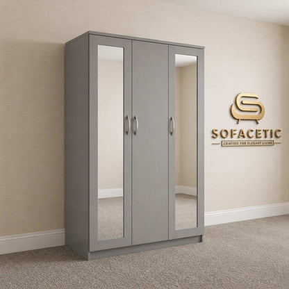 3 Door Grey Color Wardrobe