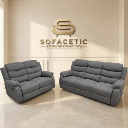 Sorrento Fabric Recliner Sofa Grey Set