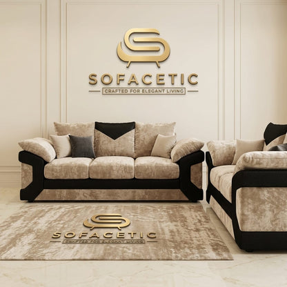 Dino Crushed Velvet Modern Sofa Set
