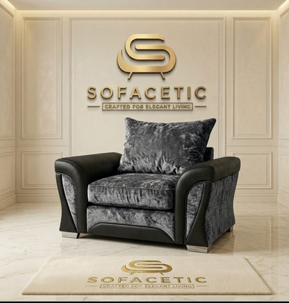 Shanon Crush Velvet Fabric Stylish Sofa Set