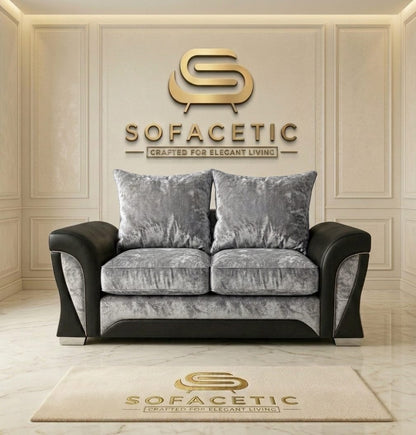 Shanon Crush Velvet Fabric Stylish Sofa Set