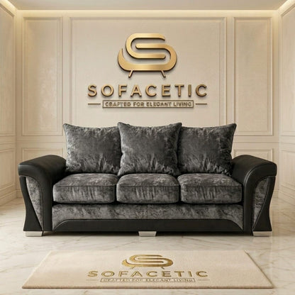 Shanon Crush Velvet Fabric Stylish Sofa Set