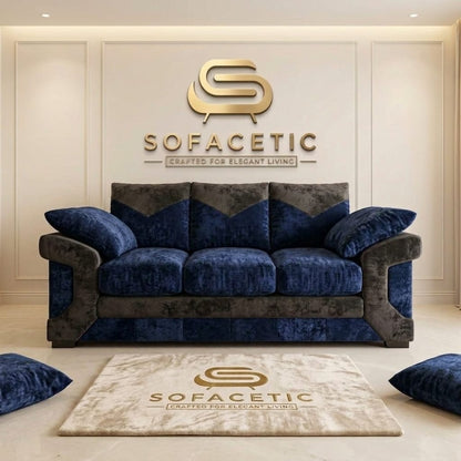 Dino Crushed Velvet Modern Sofa Set