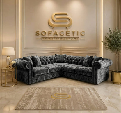 Rivo Crushed Velvet Fabric Sofa Set