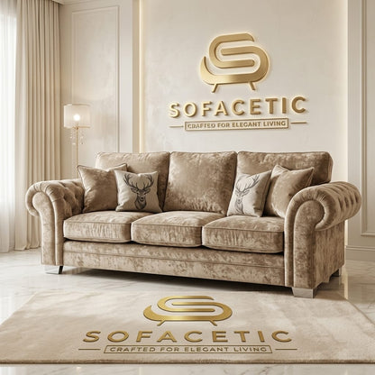 Brixa Crush Velvet Fabric Modern Sofa Set