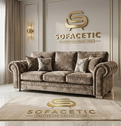 Brixa Crush Velvet Fabric Modern Sofa Set