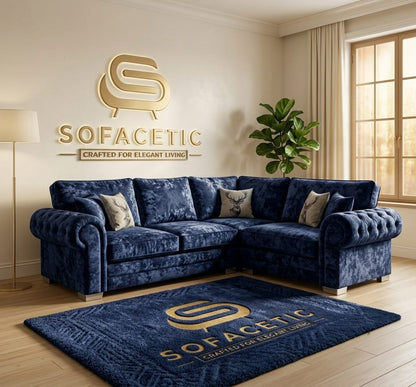 Brixa Crush Velvet Fabric Modern Sofa Set