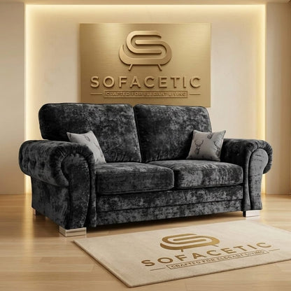 Brixa Crush Velvet Fabric Modern Sofa Set