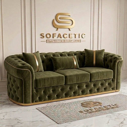 Madrid Plush Velevt Chesterfield Sofa Set