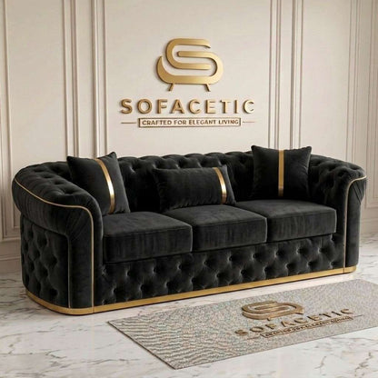 Madrid Plush Velevt Chesterfield Sofa Set