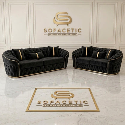 Madrid Chenile Fabric Chesterfield Sofa Set