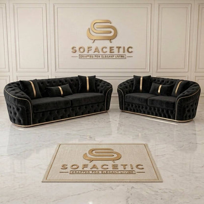 Madrid Plush Velevt Chesterfield Sofa Set