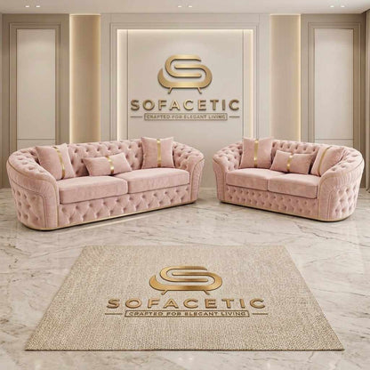 Madrid Plush Velevt Chesterfield Sofa Set