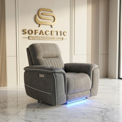 Hannah Fabric Recliner  Sofa Grey Set