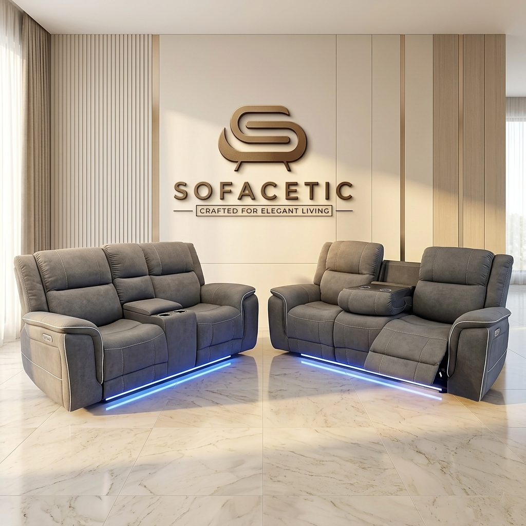 Hannah Fabric Recliner  Sofa Grey Set