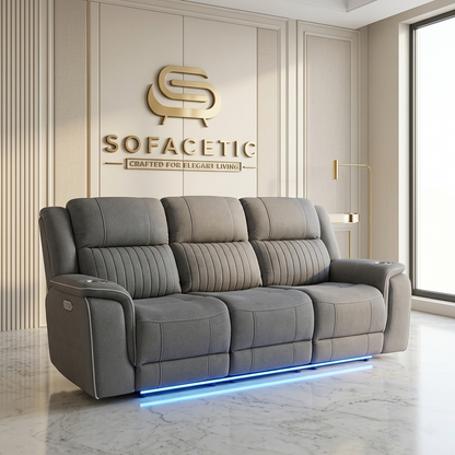 Hannah Fabric Recliner  Sofa Grey Set