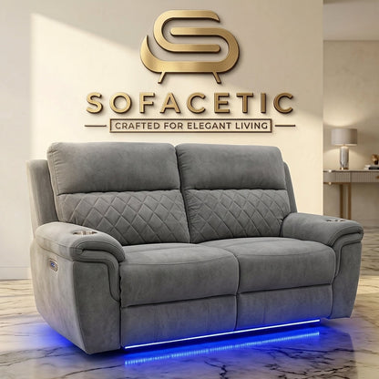 Florence Fabric Suite Recliner Sofa Grey Set