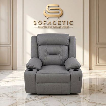 NOVA Leather Recliner Sofa Grey Set