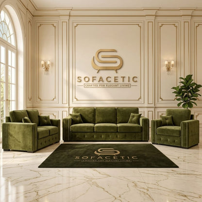 Ruby Alaska Plush velvet Sofa Set