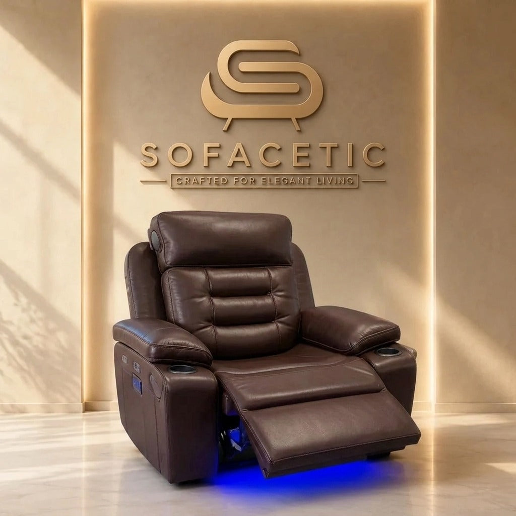 Hafsa Leather Suite Recliner Sofa Brown  Set