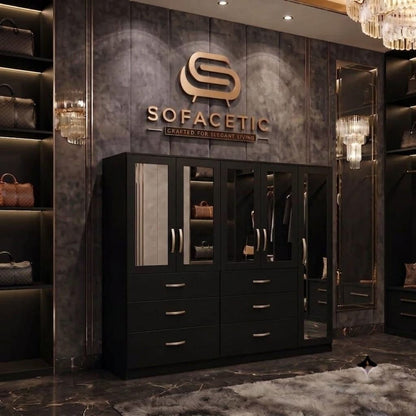 5 Door Black color Wardrobe
