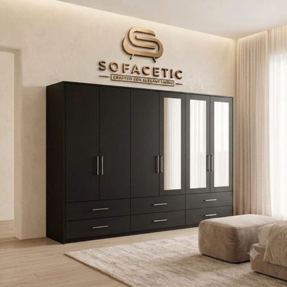 6 Door Black color Wardrobe